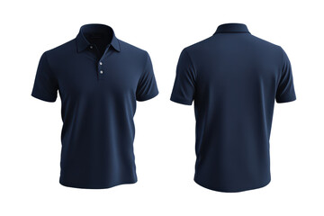 Navy blue polo T-shirt displayed front and back, ideal for casual wear and versatile for various activities, suitable for everyday and outdoor use