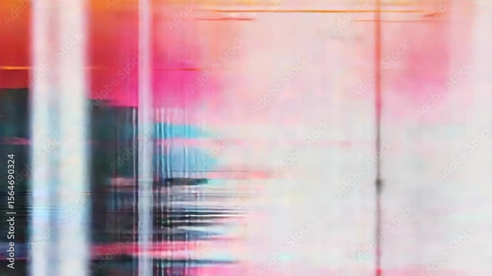 Poster abstract representation of a city skyline with geometric shapes and vibrant colors