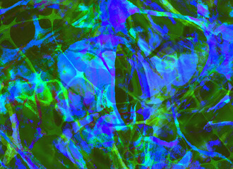 Grunge noisy grainy abstract background with textured bright blue and green shapes. Trendy edgy design for music, digital art, posters, and web