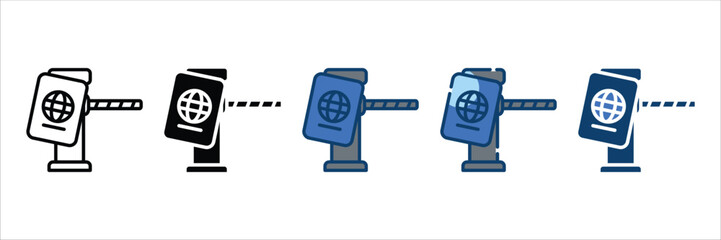 Border Crossing Icon Set Multiple Style Collection