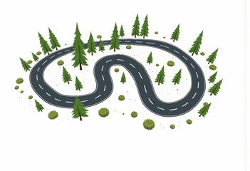 Obraz premium Winding road surrounded by trees in a natural landscape 