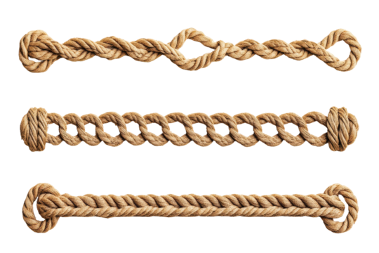 Multiple braided rope designs showcasing various knots and textures for crafting or decorative purposes in a seamless layout