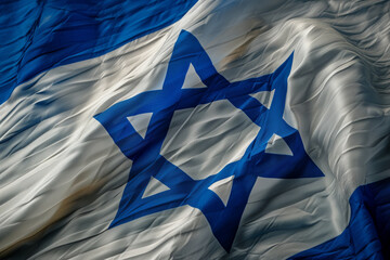 Israeli Flag Fabric Close-Up