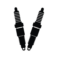 Two automotive spark plugs black simple silhouette vector illustration