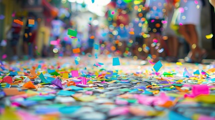 colorful confetti on the street