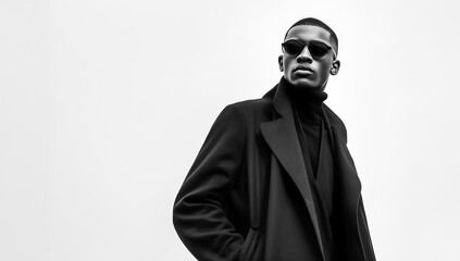Cool man in black outfit and sunglasses