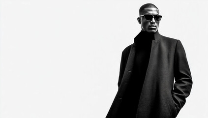 Cool man in black outfit and sunglasses