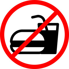 No food and no drink or no eat forbidden sign. no food allowed sign. No fast food sign. prohibited food sign