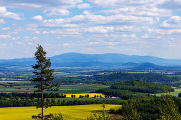 Mountain landscape. Eastern Sudetes Mountains on the border of Poland and the Czech Republic