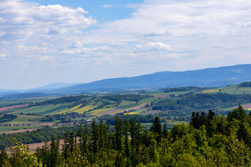 Mountain landscape. Eastern Sudetes Mountains on the border of Poland and the Czech Republic