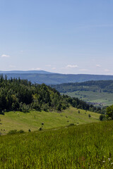 Mountain landscape. Eastern Sudetes Mountains on the border of Poland and the Czech Republic