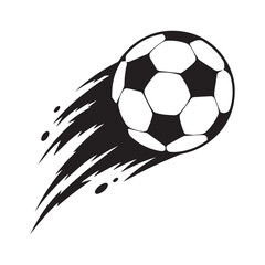 Dynamic Soccer Ball Vector with Speed Motion Effects, Vector Football Graphics with Splashes, Fire, and Speed Trails On White Background


