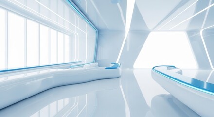 Modern Futuristic Interior Design Architecture With Blue Light Accents