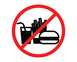 No fast food sign. no junkfood sign. No fast food Sign Label Symbol. No Food Or Drink sign. prohibited food sign