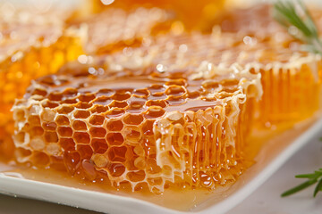 Fresh Honeycomb with Dripping Honey