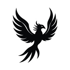 Obraz premium Majestic phoenix bird flying up wings spread silhouette vector illustration