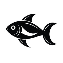 Naklejka premium Stylized fish swimming in black and white silhouette vector illustration