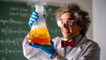 Mad Scientist with a Chemical Reaction a Hilarious Chemistry Experiment