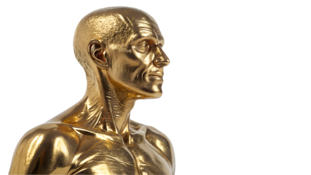 A magnificent antique golden human statue, a symbol of ancient art - Powered by Adobe