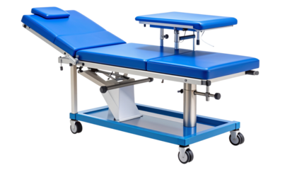 Modern blue electric examination table vector illustration medical chair isolated on solid white background Png