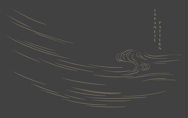 Japanese background with line wave pattern vector. Abstract template with geometric pattern in oriental style