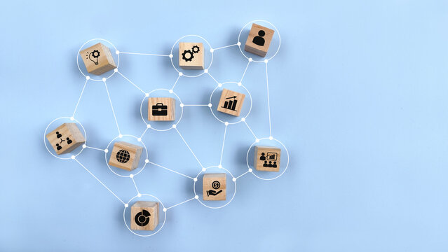 Business strategy networking. Interactions business working groups. Social business connections. Networking communication. Business icon connected by lines.