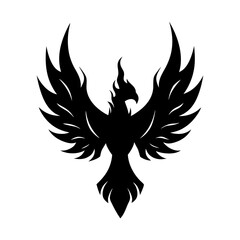 Naklejka premium Phoenix bird mythical creature ancient symbol vector graphic silhouette