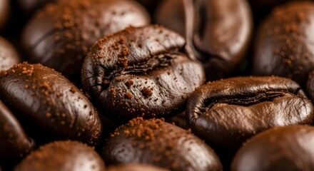 Rich Aromatic Coffee Beans Close-Up Macro Photography