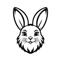 A cute glyph icon of bunny mascot face