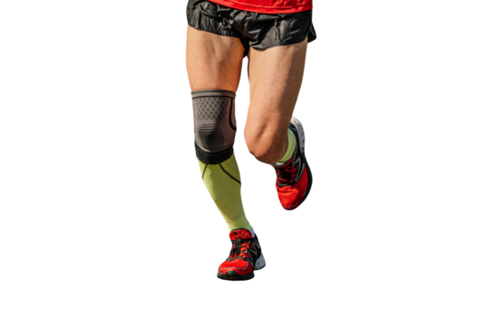 legs man runner running with knee pad protection cut-out figure on transparent background - Powered by Adobe