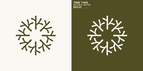 Tree twig logo. Plan, botanic, nature. Vector icon symbol template EPS 10.