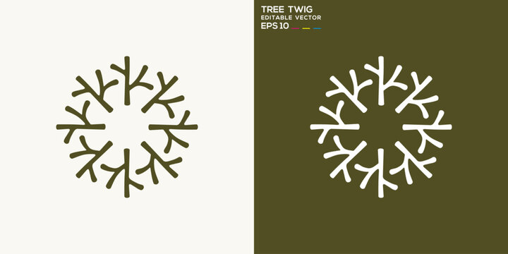 Tree twig logo. Plan, botanic, nature. Vector icon symbol template EPS 10.