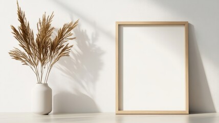 Single framed certificate with minimalist design leaning against white wall.