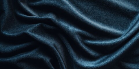 dark blue velvet texture with folds, textile background