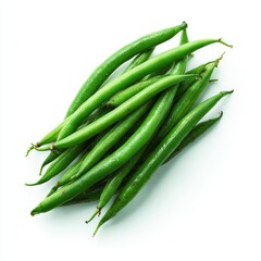 Fresh green beans on white background 