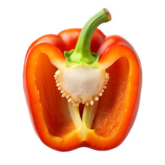 Isolated sliced bell pepper vegetable food ingredient cooking recipe closeup on transparent background