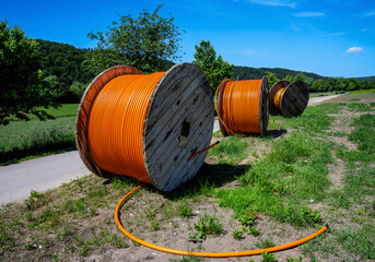 Fiber optic cable roll for broadband internet