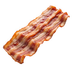 Crispy cured pork belly strips for breakfast isolated food photography item on transparent background