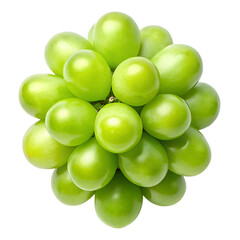 Fresh green grapes bunch close up isolated, healthy fruit, stock photo image on transparent background