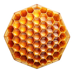 Golden honeycomb structure bee hive honey natural organic food sweet hexagon on transparent background