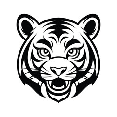 A dynamic glyph icon of tiger mascot head