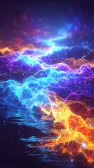 Generated art. colored energies, multicolored cosmic background	