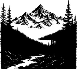 mountain climbing, team forest tree vector bundle