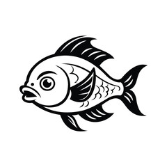 A sleek glyph icon of fish mascot face
