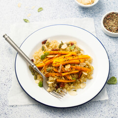 Warm quinoa salad with roasted carrot