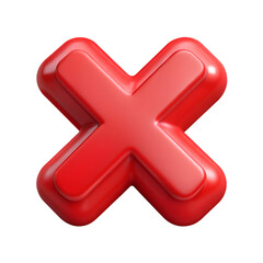 Obraz premium 3D Red Error Cross Icon Shiny Plastic Style