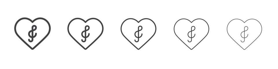 Heard heart note icon simple illustration collection symbol