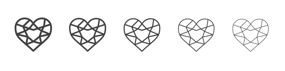 Heart shaped diamond icon simple illustration collection symbol
