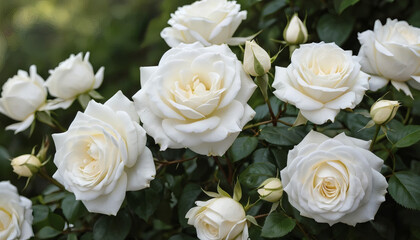 Elegant White Roses in Full Bloom