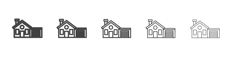 house with garage icon simple illustration collection symbol